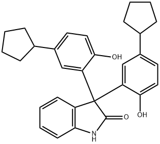 3,3-bis(5-cyclopentyl-2-hydroxyphenyl)indolin-2-one Struktur