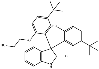 3-(5-tert-Butyl-2-(2-hydroxyethoxy)phenyl)-3-(5-tert-butyl-2-hydroxyphenyl)indolin-2-one Struktur