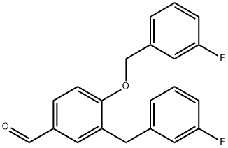 3-(3-fluorobenzyl)-4-(3-fluoro-benzyloxy)benzaldehyde Struktur