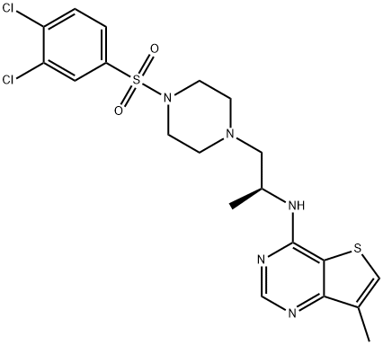 Thieno[3,2-d]pyriMidin-4-aMine, N-[(1S)-2-[4-[(3,4-dichlorophenyl)sulfonyl]-1-piperazinyl]-1-Methylethyl]-7-Methyl- Struktur