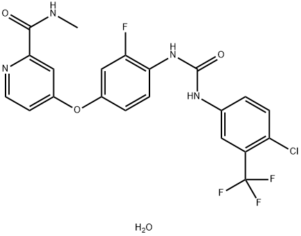 4-[4-[[[[4-Chloro-3-(trifluoromethyl)phenyl]amino]carbonyl]amino]-3-fluorophenoxy]-N-methyl-2-pyridinecarboxamide hydrate Structure