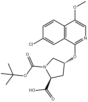 1,2-Pyrrolidinedicarboxylic acid, 4-[(7-chloro-4-Methoxy-1-isoquinolinyl)oxy]-, 1-(1,1-diMethylethyl) ester, (2S,4R)- Struktur