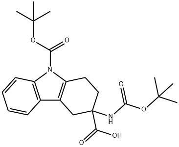 (R,S)-3-Boc-amino-9-Boc-1,2,3,4-tetrahydro-carbazole-3-carboxylic acid Struktur