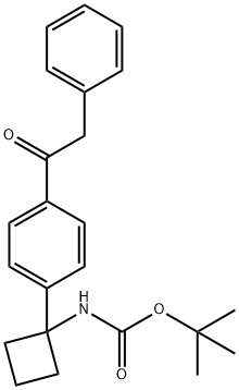 tert-butyl 1-(4-(2-phenylacetyl)phenyl)cyclobutylcarbaMate Struktur