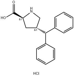 (2S,4S)-4-benzhydrylpyrrolidine-2-carboxylic acid hydrochloride Struktur