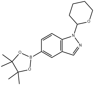 1H-Indazole, 1-(tetrahydro-2H-pyran-2-yl)-5-(4,4,5,5-tetraMethyl-1,3,2-dioxaborolan-2-yl)- Struktur