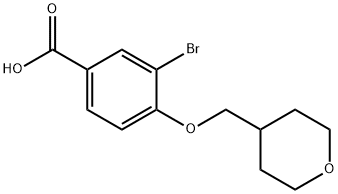 3-BroMo-4-((tetrahydro-2H-pyran-4-yl)Methoxy)benzoic acid Struktur