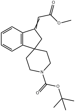 tert-butyl 3-(2-Methoxy-2-oxoethylidene)-2,3-dihydrospiro[indene-1,4'-piperidine]-1'-carboxylate Struktur