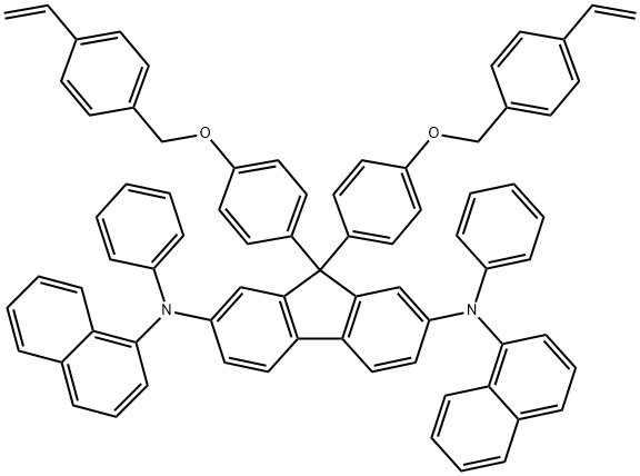 9,9-Bis[4-[(4-ethenylphenyl)methoxy]phenyl]-N2,N7-di-1-naphthalenyl-N2,N7-diphenyl-9H-fluorene-2,7-diamine Struktur