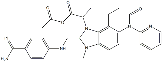 Ethyl 3-(2-(((4-carbaMiMidoylphenyl)aMino)Methyl)-1-Methyl-N-(pyridin-2-yl)-1H-benzo[d]iMidazole-5-carboxaMido)propanoate acetate Struktur