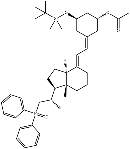 (1R,3R,5Z)-3-[[(1,1-Dimethylethyl)dimethylsilyl]oxy]-5-[(2E)-2-[(1R,3aS,7aR)-1-[(1S)-2-(diphenylphosphinyl)-1-methylethyl]octahydro-7a-methyl-4H-inden-4-ylidene]ethylidene]cyclohexanol1 acetate Struktur