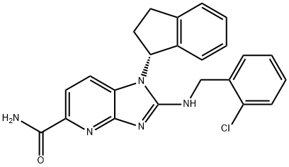 (R)-2-(2-chlorobenzylaMino)-1-(2,3-dihydro-1H-inden-1-yl)-1H-iMidazo[4,5-b]pyridine-5-carboxaMide Struktur