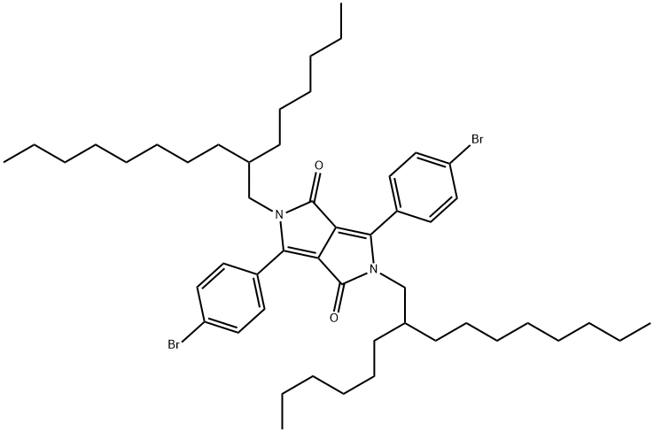 3,6-bis(4-bromophenyl)-2,5-bis(2-hexyldecyl)pyrrolo[3,4-c]pyrrole-1,4(2H,5H)-dione Struktur