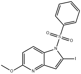 1-(Phenylsulfonyl)-5-Methoxy-2-iodo-4-azaindole Struktur