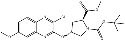 1,2-Pyrrolidinedicarboxylic acid, 4-[(3-chloro-7-Methoxy-2-quinoxalinyl)oxy]-, 1-(1,1-diMethylethyl) 2-Methyl ester,(2S,4R)- Struktur