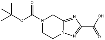 7-(tert-butoxycarbonyl)-5,6,7,8-tetrahydro-[1,2,4]triazolo[1,5-a]pyrazine-2-carboxylic acid Struktur