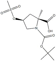 1,2-Pyrrolidinedicarboxylic acid, 4-[(Methylsulfonyl)oxy]-, 1-(1,1-diMethylethyl) 2-Methyl ester, (2S,4S)- Struktur