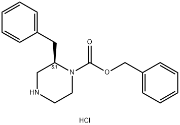 (R)-Benzyl 2-benzylpiperazine-1-carboxylate hydrochloride Struktur