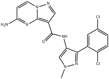 Pyrazolo[1,5-a]pyriMidine-3-carboxaMide, 5-aMino-N-[3-(2,5-dichlorophenyl)-1-Methyl-1H-pyrazol-4-yl]- Struktur