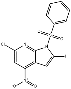 1-(Phenylsulfonyl)-2-iodo-4-nitro-6-chloro-7-azaindole Struktur