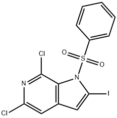 5,7-Dichloro-2-Iodo-1-(phenylsulfonyl)-6-azaindole Struktur