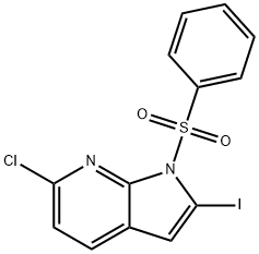 1-(Phenylsulphonyl)-6-chloro-2-iodo-7-azaindole Struktur