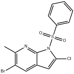 1-(Phenylsulphonyl)-5-broMo-2-chloro-6-Methyl-7-azaindole Struktur