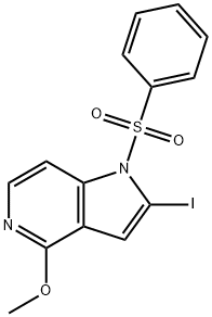 1-(Phenylsulfonyl)-2-iodo-4-Methoxy-5-azaindole Struktur