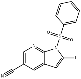 1-(Phenylsulphonyl)-5-cyano-2-iodo-7-azaindole Struktur