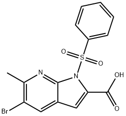 1-(Phenylsulphonyl)-5-broMo-6-Methyl-7-azaindole-2-carboxylic acid Struktur