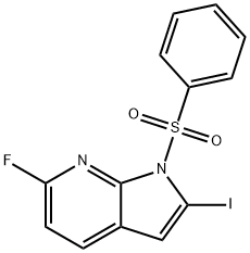 1-(Phenylsulphonyl)-6-fluoro-2-iodo-7-azaindole Struktur