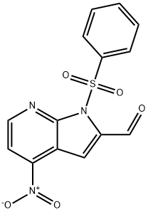 1-(Phenylsulphonyl)-4-nitro-7-azaindole-2-carbaldehyde Struktur