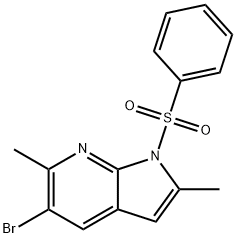 1-(Phenylsulphonyl)-5-broMo-2,6-diMethyl-7-azaindole Struktur