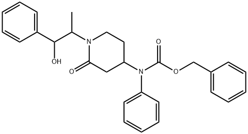 [1-(2-Hydroxy-1-methyl-2-phenyl-ethyl)-2-oxo-piperidin-4-yl]-phenyl-carbamic acid benzyl ester Struktur