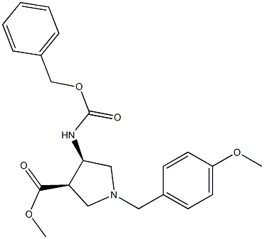 (3R,4R)-methyl 4-(benzyloxycarbonylamino)-1-(4-methoxybenzyl)pyrrolidine-3-carboxylate Struktur