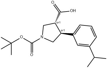 Boc-(+/-)-trans-4-(3-isopropyl-phenyl)-pyrrolidine-3-carboxylic acid Struktur