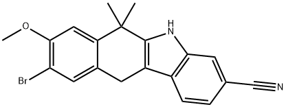 9-broMo-8-Methoxy-6,6-diMethyl-6,11-dihydro-5H-benzo[b]carbazole-3-carbonitrile Struktur