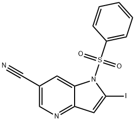 1-(Phenylsulfonyl)-6-cyano-2-iodo-4-azaindole Struktur