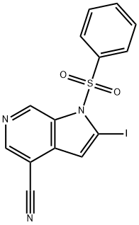 1-(Phenylsulfonyl)-4-cyano-2-iodo-6-azaindole Struktur