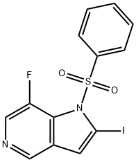 1-(Phenylsulfonyl)-7-fluoro-2-iodo-5-azaindole Struktur