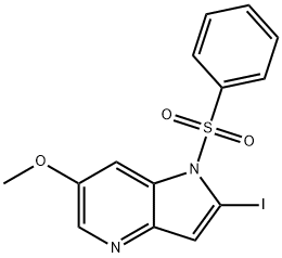 1-(Phenylsulfonyl)-2-iodo-4-azaindole-6-carboxaldehyde Struktur