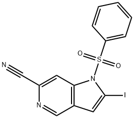 1-(Phenylsulfonyl)-6-cyano-2-iodo-5-azaindole Struktur