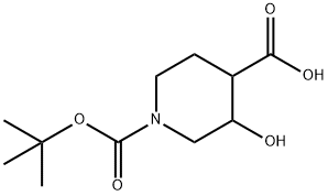 1-(tert-butoxycarbonyl)-3-hydroxypiperidine-4-carboxylic acid Struktur