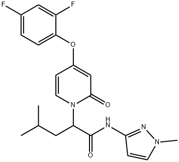 2-(4-(2,4-difluorophenoxy)-2-oxopyridin-1(2H)-yl)-4-Methyl-N-(1-Methyl-1H-pyrazol-3-yl)pentanaMide Struktur