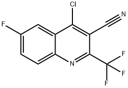 4-Chloro-6-fluoro-2-trifluoromethyl-quinoline-3-carbonitrile Struktur