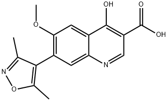 7-(3,5-Dimethyl-4-isoxazolyl)-4-hydroxy-6-methoxy-3-quinolinecarboxylic acid Struktur