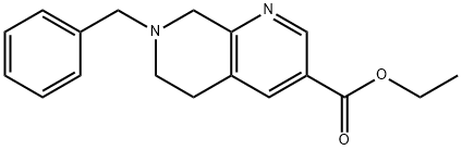 7-Benzyl-5,6,7,8-tetrahydro-[1,7]naphthyridine-3-carboxylic acid ethyl ester Struktur