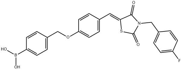 Boronic acid, B-[4-[[4-[(Z)-[3-[(4-fluorophenyl)Methyl]-2,4-dioxo-5-thiazolidinylidene]Methyl]phenoxy]Methyl]phenyl]- Struktur