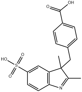 4-(2,3-DiMethyl-5-sulfo-3H-indol-3-yl)benzoic acid Struktur