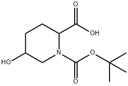 1-(tert-butoxycarbonyl)-5-hydroxypiperidine-2-carboxylic acid Struktur